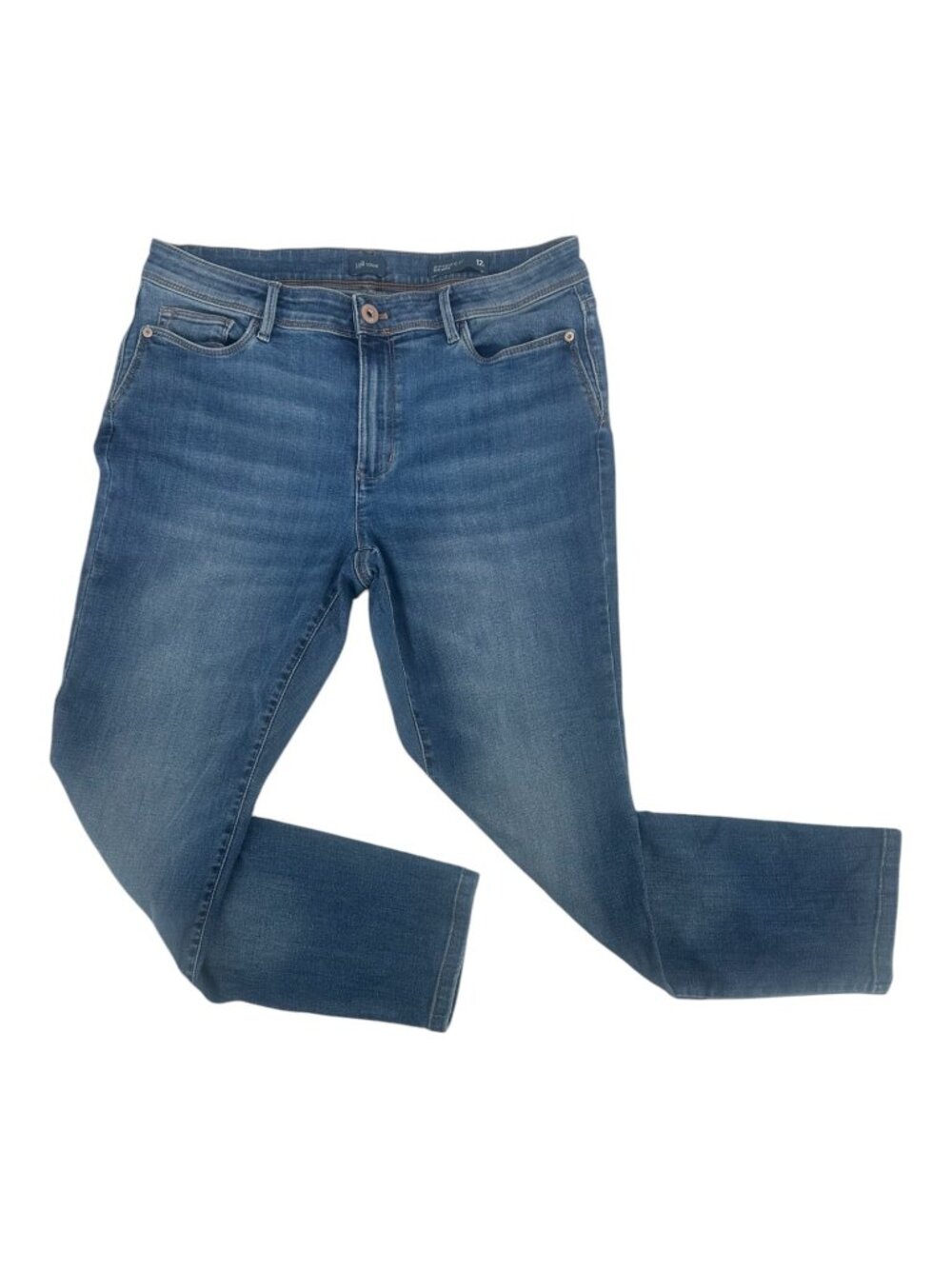 J Jill Authentic Fit Slim Ankle Jeans Womens 12 Medium Wash Blue Denim Stretch
